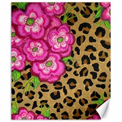 Floral Leopard Print Canvas 20  X 24   by dawnsiegler