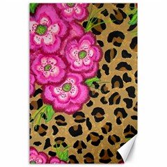 Floral Leopard Print Canvas 24  X 36 