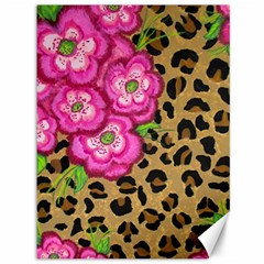 Floral Leopard Print Canvas 36  X 48   by dawnsiegler