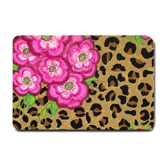 Floral Leopard Print Small Doormat  by dawnsiegler