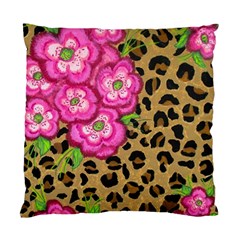 Floral Leopard Print Standard Cushion Case (one Side) by dawnsiegler