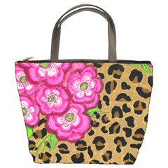 Floral Leopard Print Bucket Bags by dawnsiegler