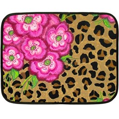 Floral Leopard Print Fleece Blanket (mini) by dawnsiegler