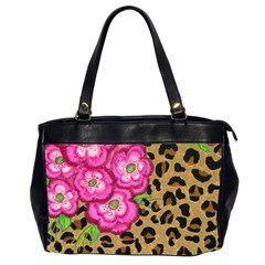 Floral Leopard Print Office Handbags (2 Sides)  by dawnsiegler