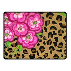 Floral Leopard Print Fleece Blanket (small) by dawnsiegler