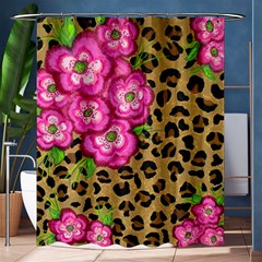 Floral Leopard Print Shower Curtain 60  X 72  (medium)  by dawnsiegler