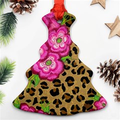 Floral Leopard Print Ornament (christmas Tree)  by dawnsiegler