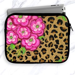 Floral Leopard Print Apple Ipad 2/3/4 Zipper Cases by dawnsiegler