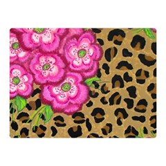 Floral Leopard Print Double Sided Flano Blanket (mini)  by dawnsiegler