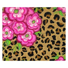 Floral Leopard Print Double Sided Flano Blanket (small)  by dawnsiegler