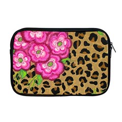 Floral Leopard Print Apple Macbook Pro 17  Zipper Case by dawnsiegler