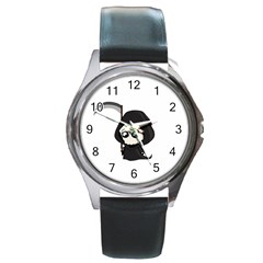 Cute Grim Reaper Round Metal Watch by Valentinaart