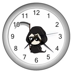 Cute Grim Reaper Wall Clocks (silver)  by Valentinaart