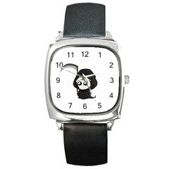 Cute Grim Reaper Square Metal Watch by Valentinaart