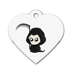 Cute Grim Reaper Dog Tag Heart (one Side) by Valentinaart