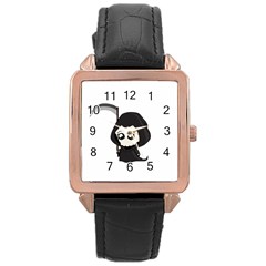 Cute Grim Reaper Rose Gold Leather Watch  by Valentinaart