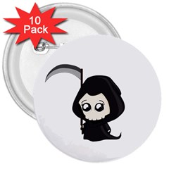 Cute Grim Reaper 3  Buttons (10 Pack)  by Valentinaart