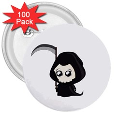 Cute Grim Reaper 3  Buttons (100 Pack)  by Valentinaart