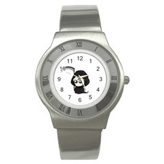 Cute Grim Reaper Stainless Steel Watch by Valentinaart