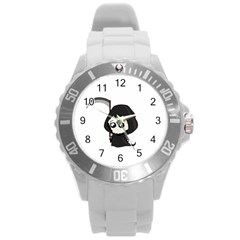 Cute Grim Reaper Round Plastic Sport Watch (l) by Valentinaart