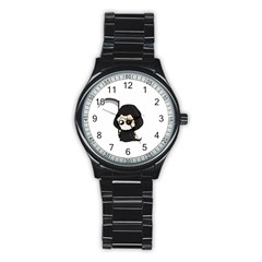 Cute Grim Reaper Stainless Steel Round Watch by Valentinaart