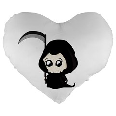 Cute Grim Reaper Large 19  Premium Flano Heart Shape Cushions by Valentinaart