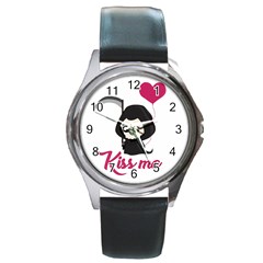 Cute Grim Reaper Round Metal Watch