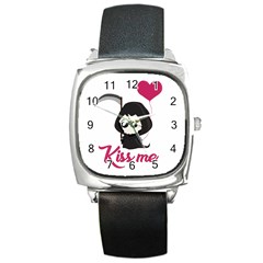 Cute Grim Reaper Square Metal Watch