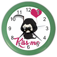 Cute Grim Reaper Color Wall Clocks by Valentinaart