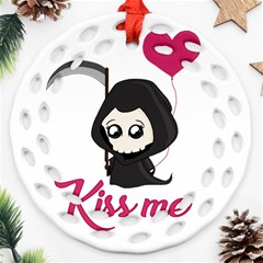 Cute Grim Reaper Round Filigree Ornament (Two Sides)