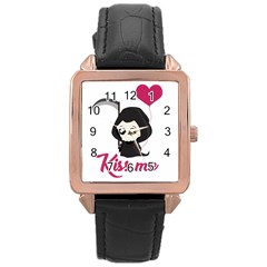 Cute Grim Reaper Rose Gold Leather Watch 