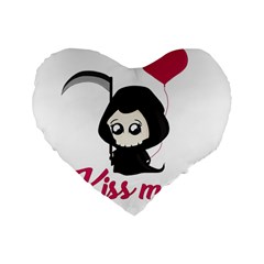 Cute Grim Reaper Standard 16  Premium Flano Heart Shape Cushions by Valentinaart