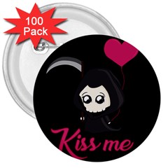 Cute Grim Reaper 3  Buttons (100 Pack)  by Valentinaart