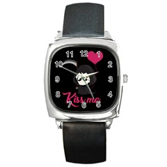 Cute Grim Reaper Square Metal Watch by Valentinaart