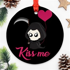 Cute Grim Reaper Round Ornament (two Sides)