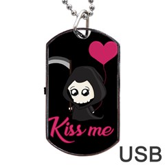 Cute Grim Reaper Dog Tag Usb Flash (two Sides) by Valentinaart