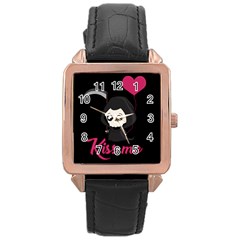 Cute Grim Reaper Rose Gold Leather Watch  by Valentinaart