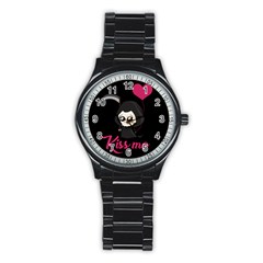 Cute Grim Reaper Stainless Steel Round Watch by Valentinaart