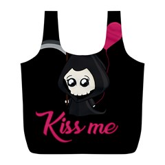 Cute Grim Reaper Full Print Recycle Bags (l)  by Valentinaart