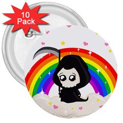 Cute Grim Reaper 3  Buttons (10 Pack)  by Valentinaart