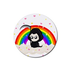 Cute Grim Reaper Rubber Round Coaster (4 Pack)  by Valentinaart