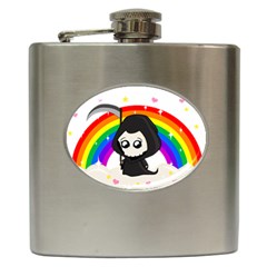 Cute Grim Reaper Hip Flask (6 Oz) by Valentinaart