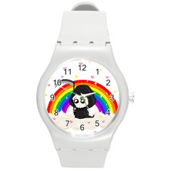 Cute Grim Reaper Round Plastic Sport Watch (m) by Valentinaart