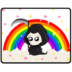 Cute Grim Reaper Double Sided Fleece Blanket (medium)  by Valentinaart