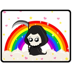 Cute Grim Reaper Double Sided Fleece Blanket (large)  by Valentinaart