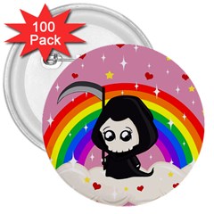 Cute Grim Reaper 3  Buttons (100 Pack)  by Valentinaart