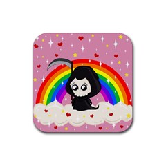 Cute Grim Reaper Rubber Coaster (square)  by Valentinaart