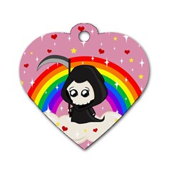 Cute Grim Reaper Dog Tag Heart (one Side) by Valentinaart