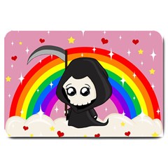 Cute Grim Reaper Large Doormat  by Valentinaart