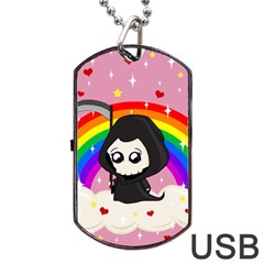 Cute Grim Reaper Dog Tag Usb Flash (one Side) by Valentinaart